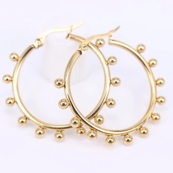 18K gold circle hoop earrings - Picture 3 of 4